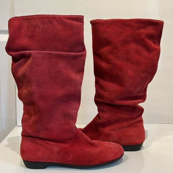 MARTINO Red Suede Slouchy Boots Size 9 - Picture 12 of 13